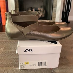 Anne Klein Sport ballerina flats in bronze.